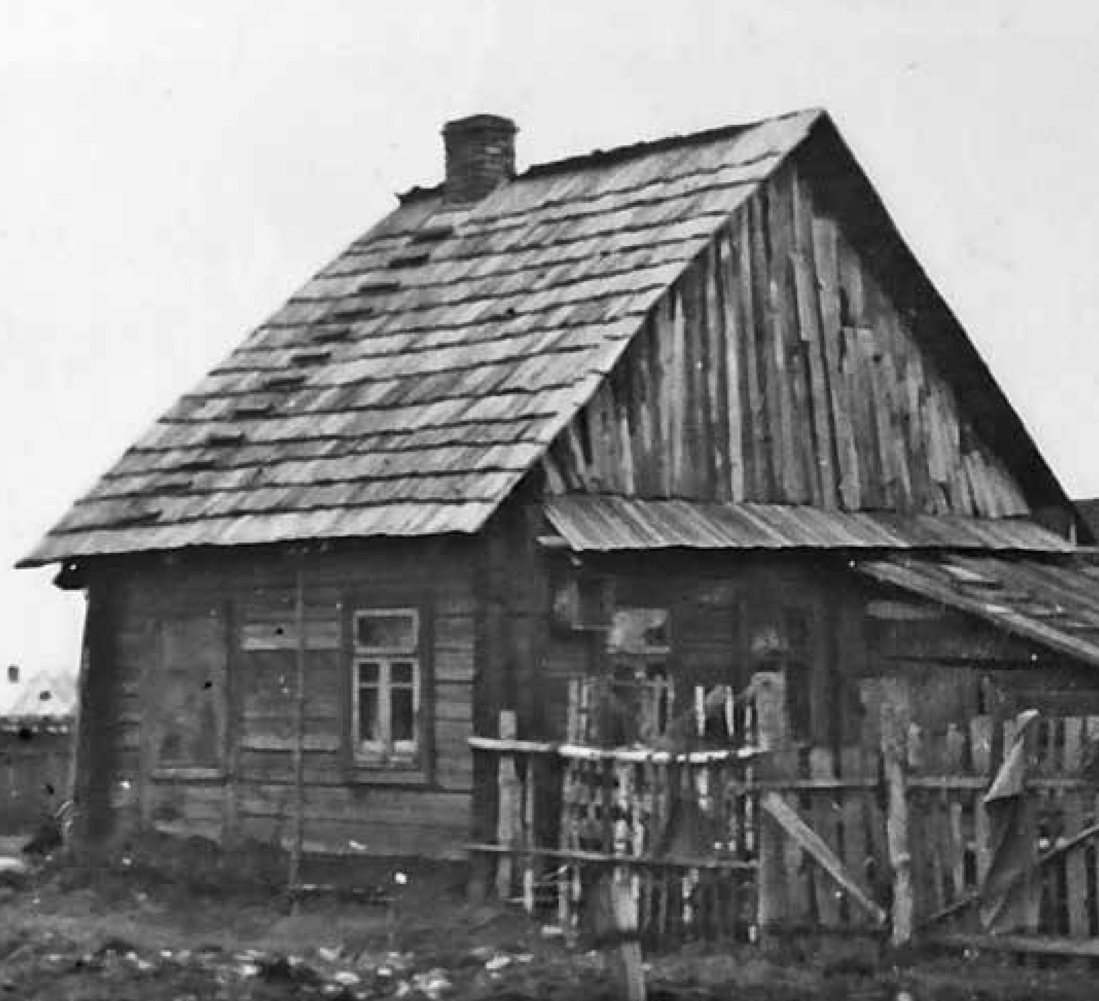 Das Haus von Majsiej Koščar nach dem Krieg in Iwje